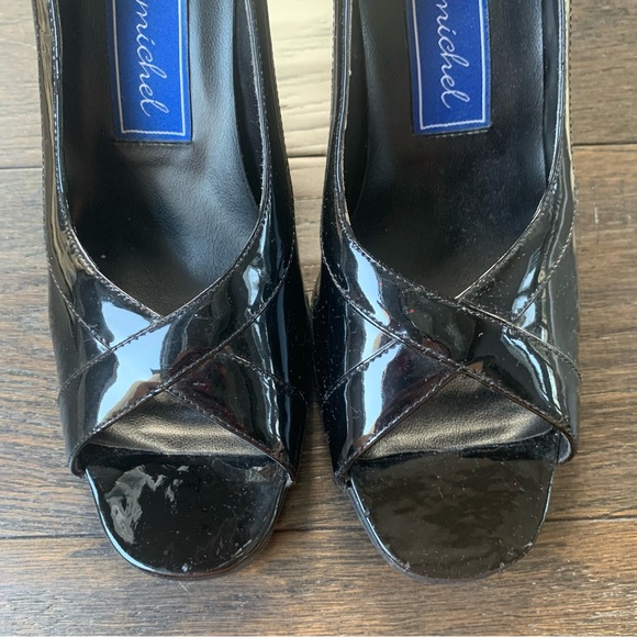 Pierre Michel Size 7 Black Open Toed 3 Inch Heels - Picture 4 of 11